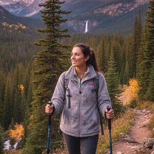 THE NORTH FACE OSITO Womens Large Gray Fleece Breast Cancer Pink Ribbon Jacket